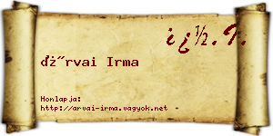 Árvai Irma névjegykártya