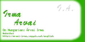 irma arvai business card